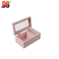 Customized MDF Music Transparent Window Matt Wooden Gift Packaging Pink Silk Screen Logo Small Jewelry Wood box